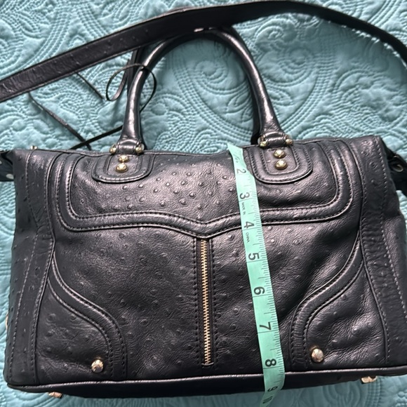 Rebecca Minkoff EUC black leather Ostrich embossed handbag with dust bag. - Picture 11 of 12